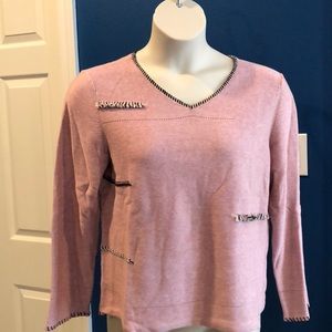 Fun pink with fringe accent sweater